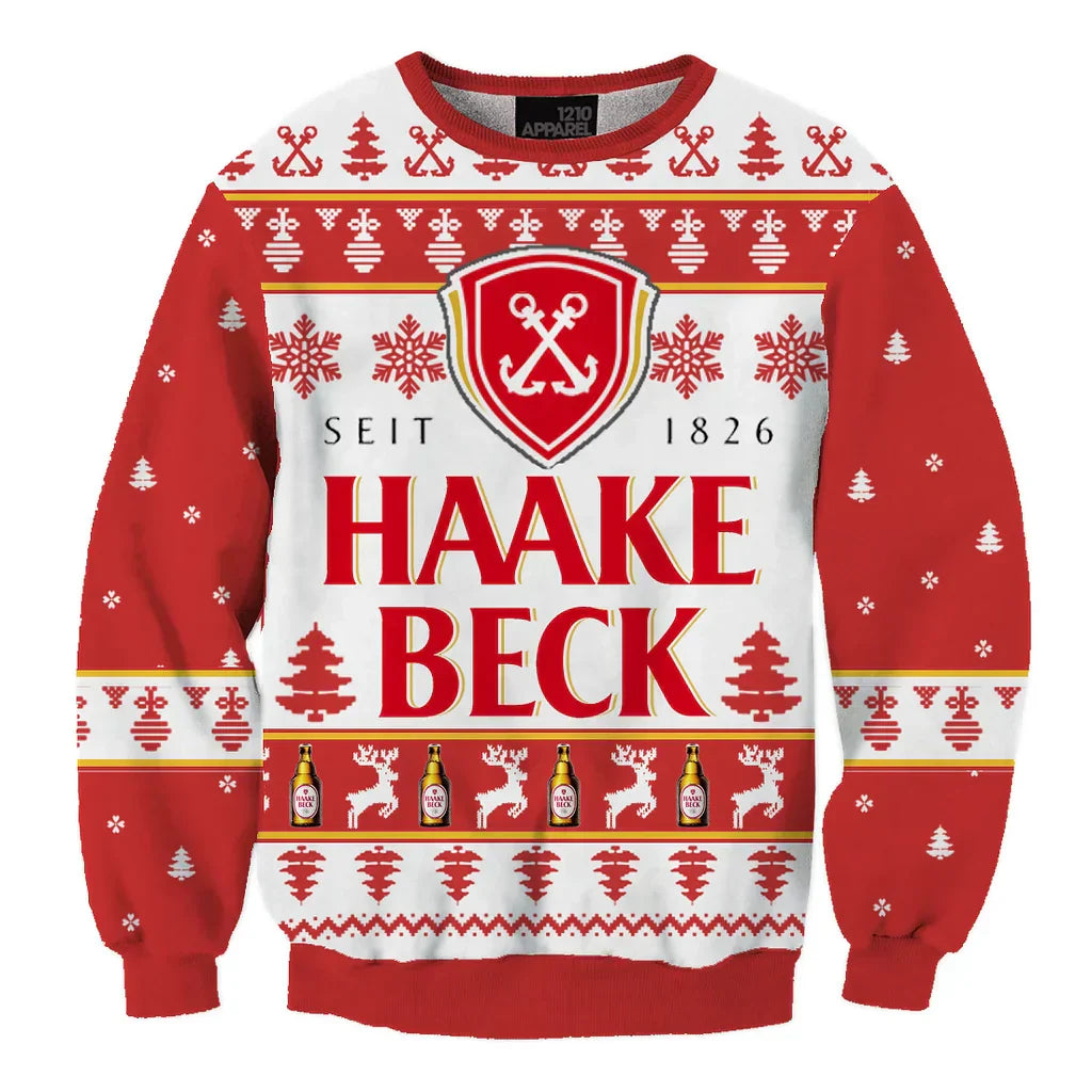 Unisex Haake Beck Pils 3D Ugly Christmas Sweater For Men & Women Christmas Gift Sweater BH1080 - WeCustomit