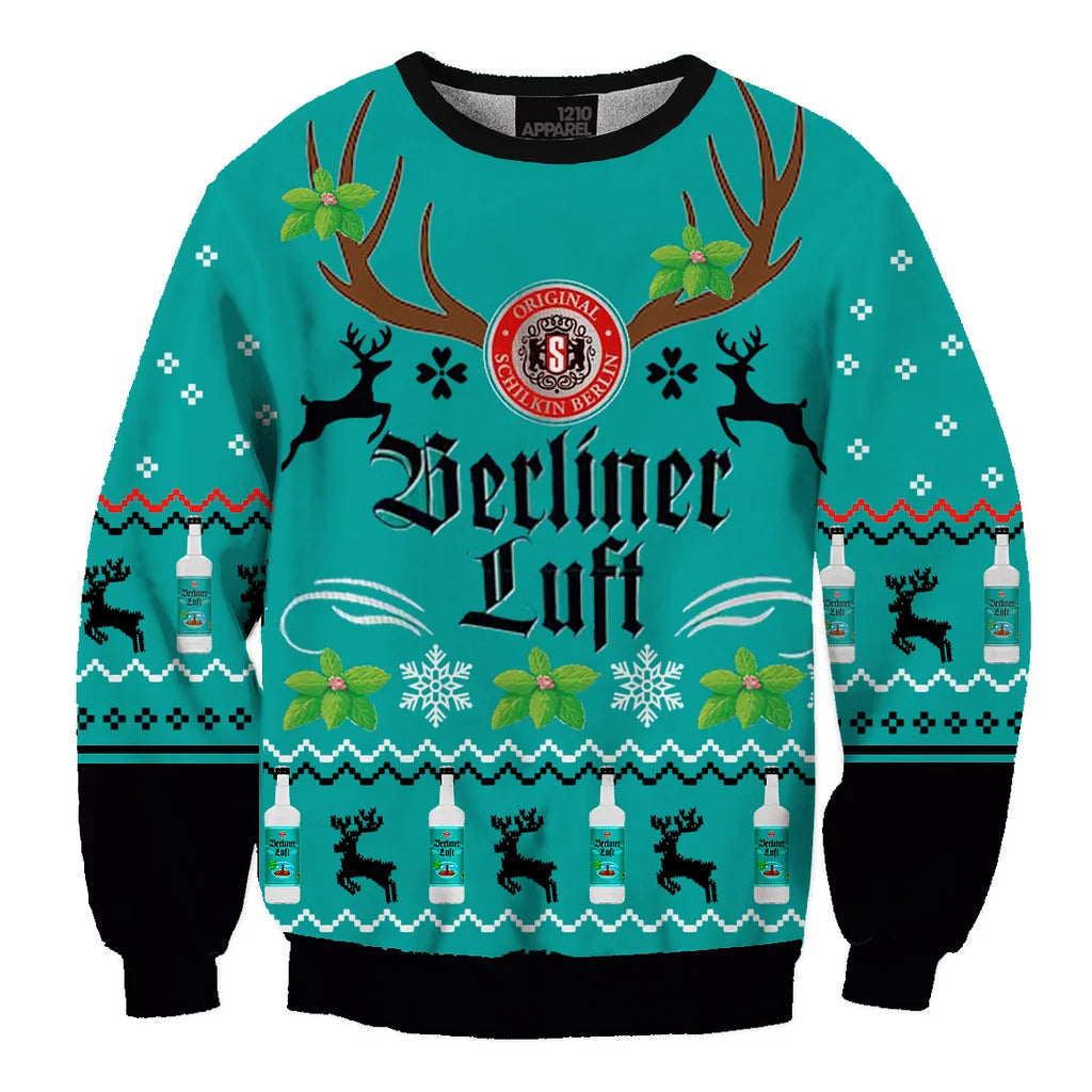Unisex Berliner Luft Mint Liqueur 3D Printed Ugly Christmas Sweater For Men & Women Christmas Gift Sweater BH1062 - WeCustomit