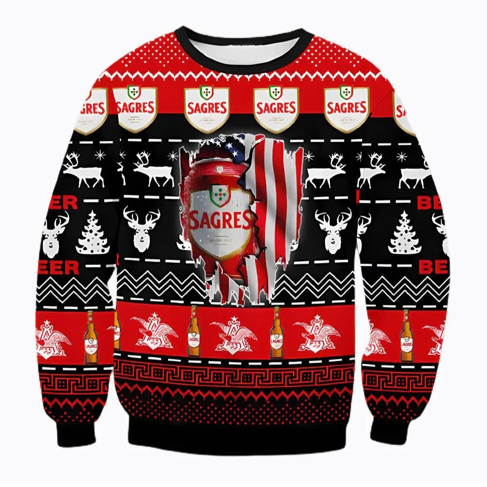 Unisex Sagres Beer 3D Ugly Christmas Sweater For Men & Women Christmas Gift Sweater BH1194 - WeCustomit