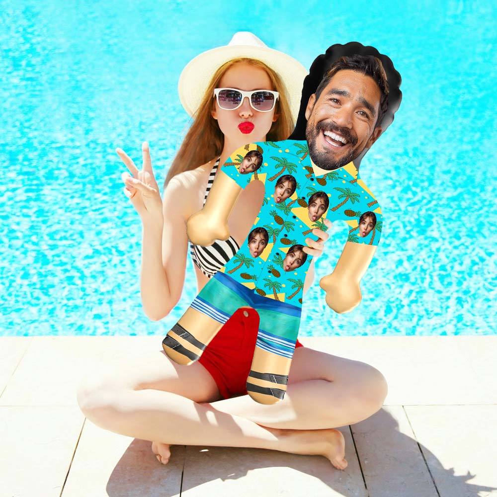 Personalized Blow Up Dolls Hawaiian Shirt Coconut Tree and Pineapple Funny Inflatable Man Printed Face for Party Favors