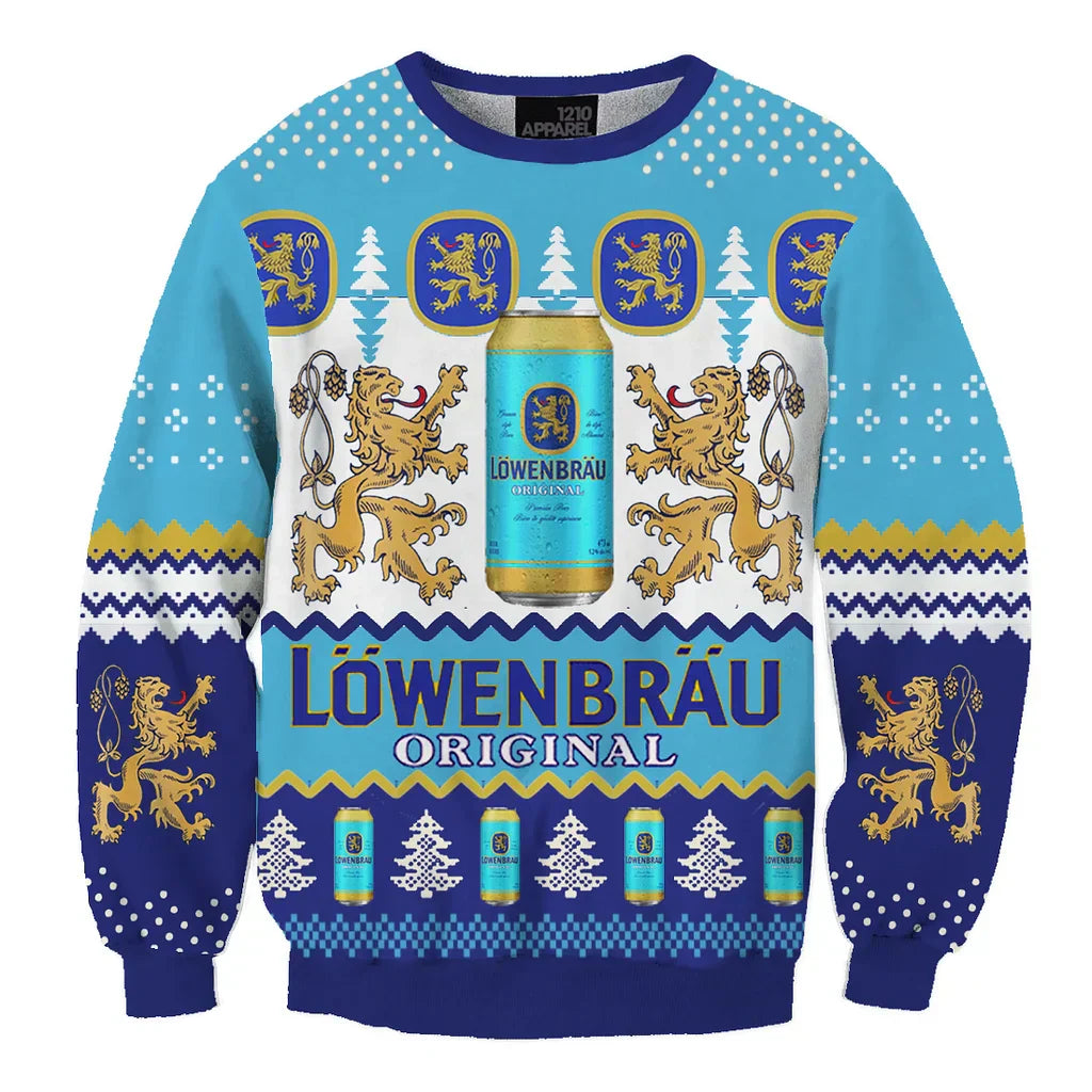 Unisex Löwenbräu 3D Ugly Christmas Sweater For Men & Women Christmas Gift Sweater BH1139 - WeCustomit