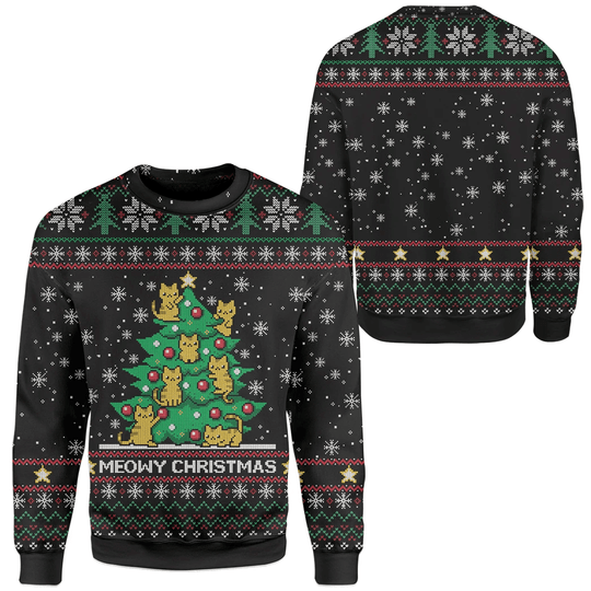 Meowy Tree Ugly Christmas Sweater For Men & Women Christmas Gift Sweater US3252 - WeCustomit