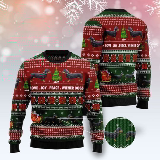 Christmas Dachshund Love Joy Ugly Christmas Sweater For Men & Women Christmas Gift Sweater US3297 - WeCustomit