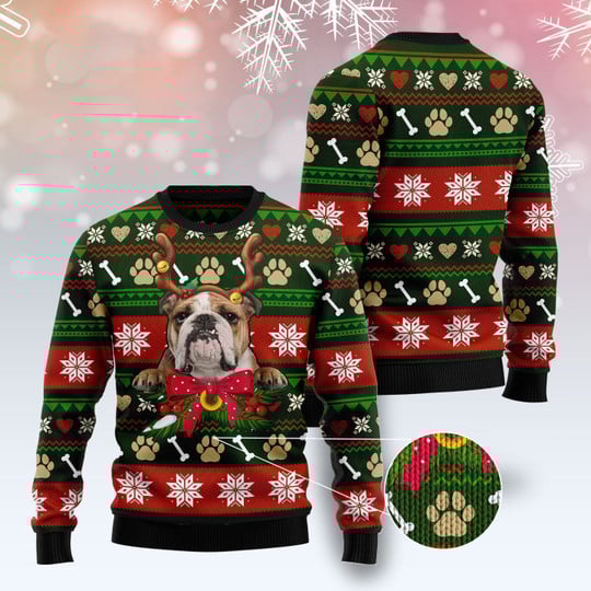 Cute Bulldog Funny Ugly Christmas Sweater For Men & Women Christmas Gift Sweater US3257 - WeCustomit