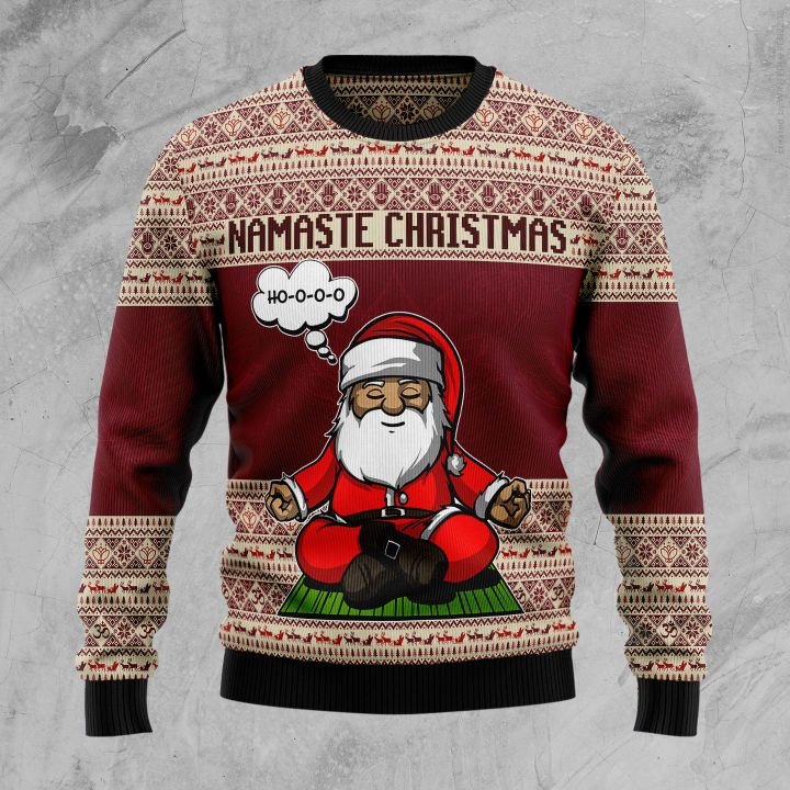 Yoga Santa Clause Ugly Christmas Sweater For Men & Women Christmas Gift Sweater US3340 - WeCustomit