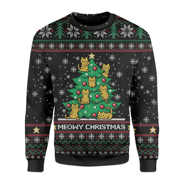 Meowy Tree Ugly Christmas Sweater For Men & Women Christmas Gift Sweater US3252 - WeCustomit