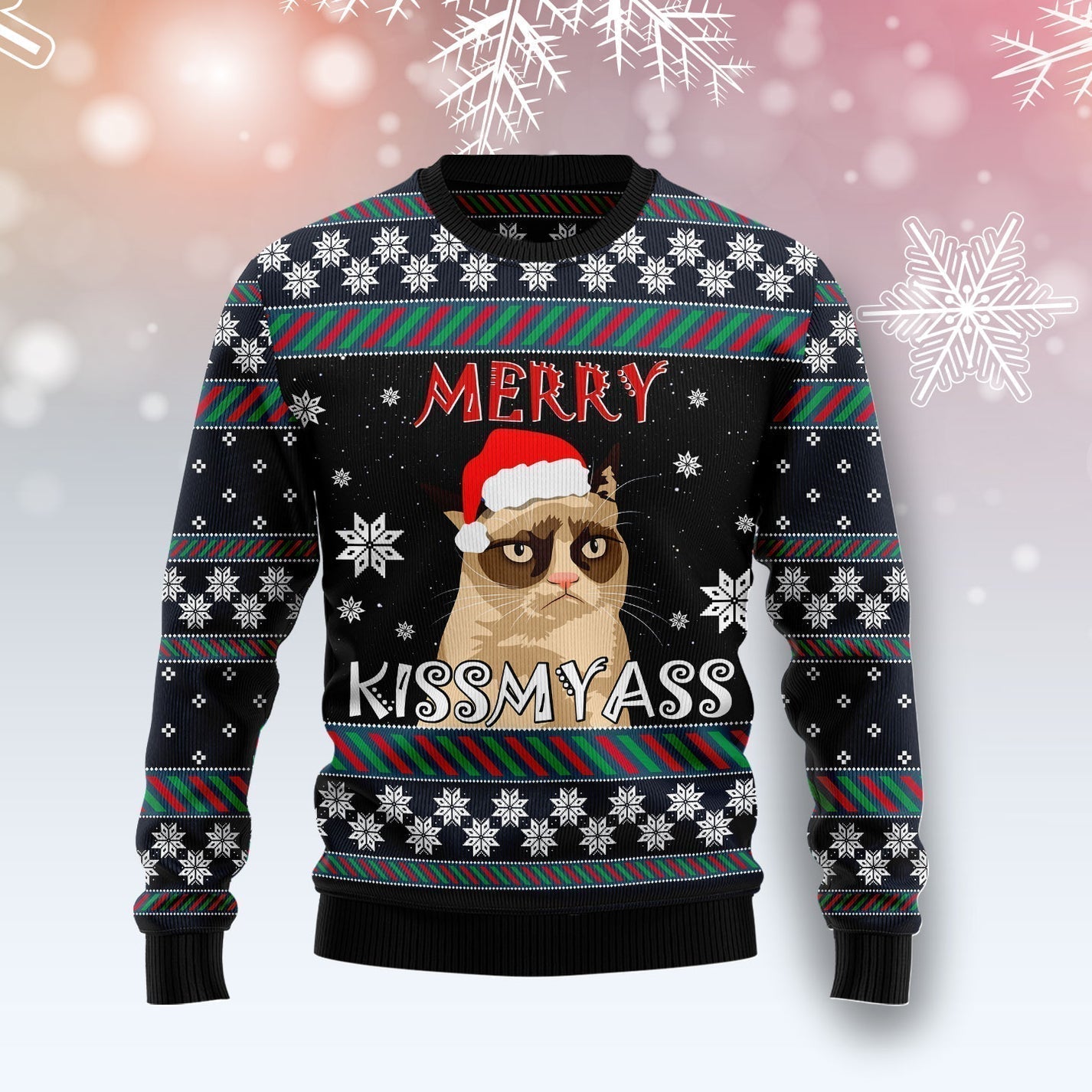 Grumpy Cat Kissmyass Ugly Christmas Sweater For Men & Women Christmas Gift Sweater US3373 - WeCustomit
