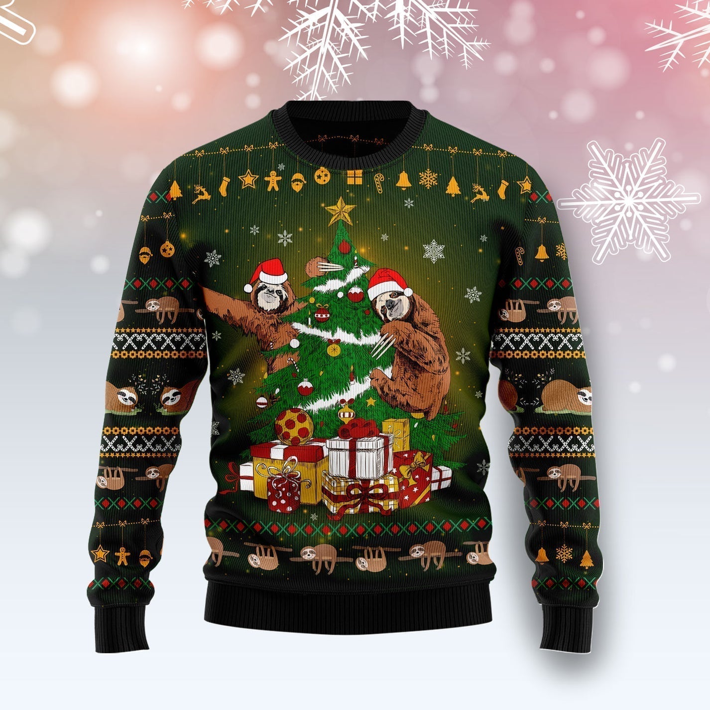 Sloth Christmas Tree Ugly Christmas Sweater For Men & Women Christmas Gift Sweater US1546 - WeCustomit