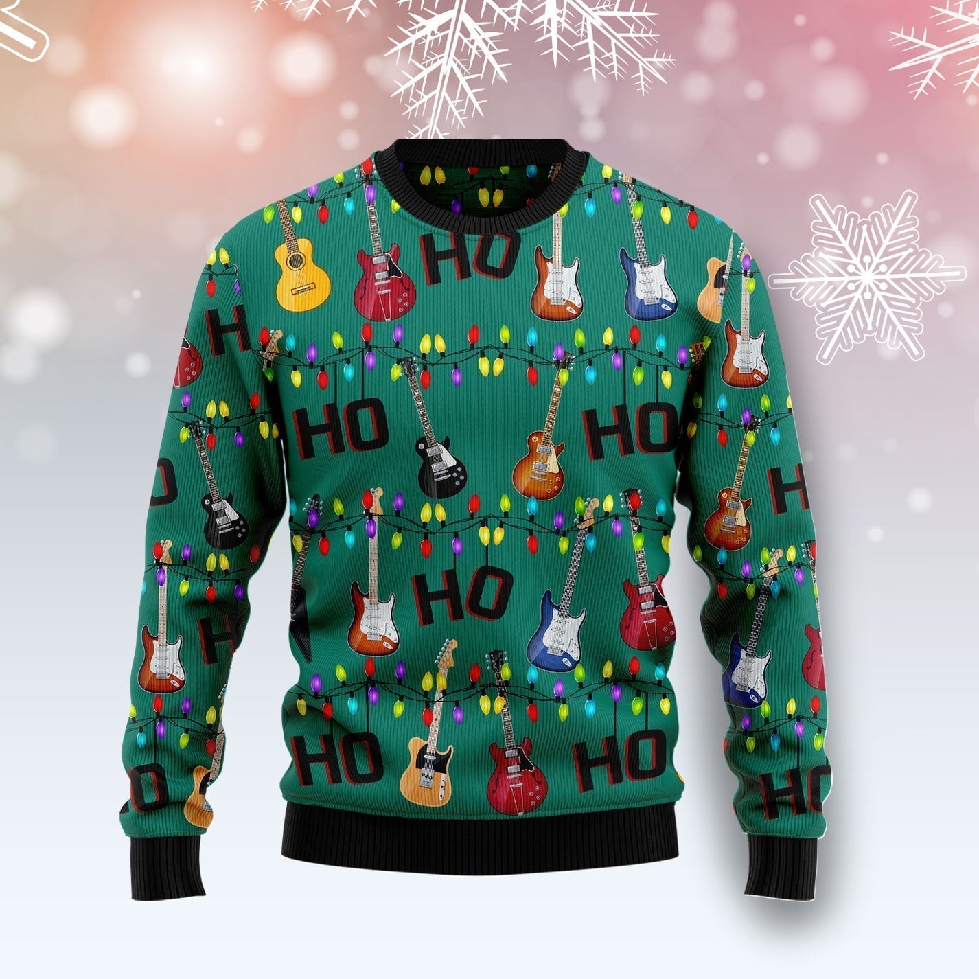 Electric Guitar Hohoho Ugly Christmas Sweater For Men & Women Christmas Gift Sweater US3391 - WeCustomit