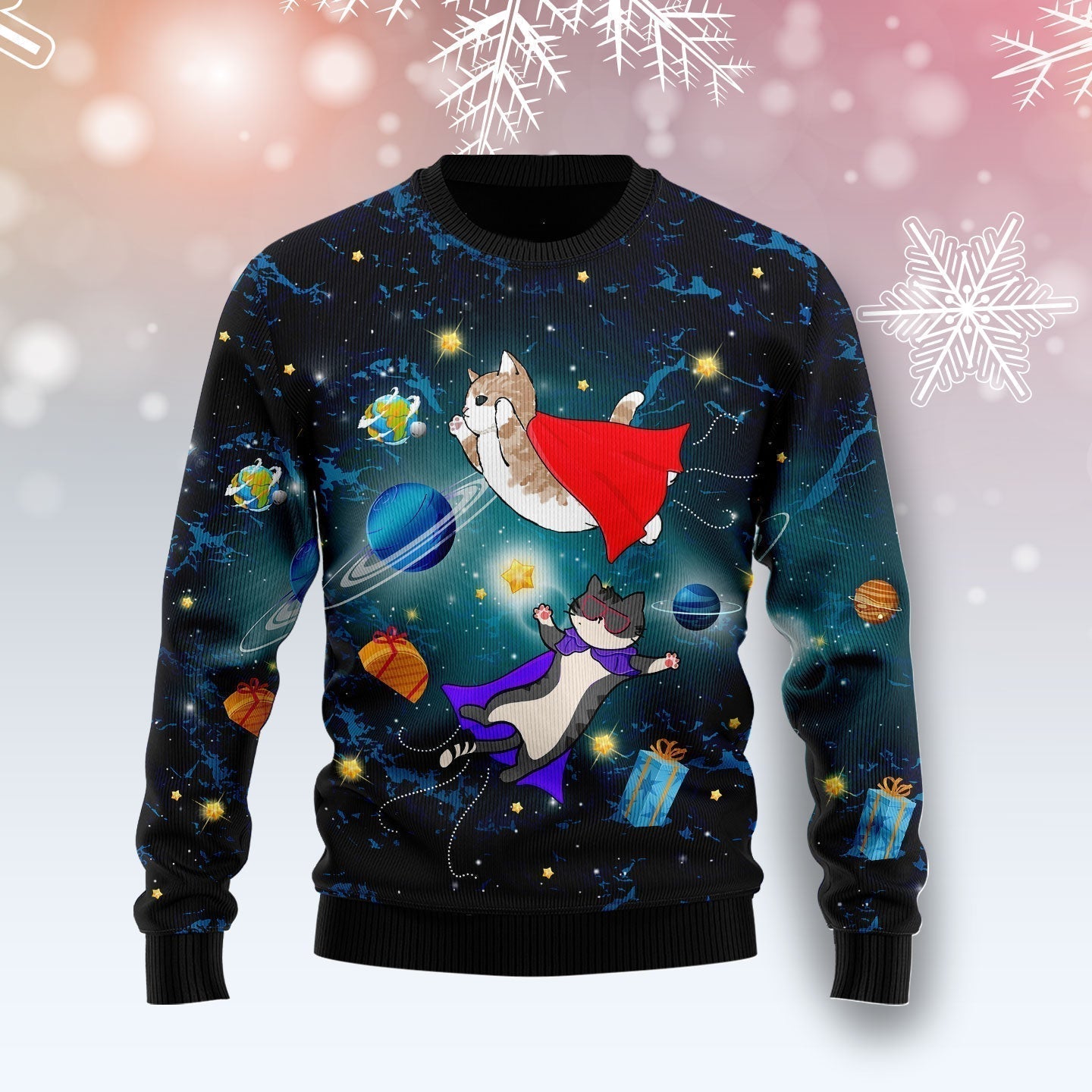 Cat Galaxy Ugly Christmas Sweater For Men & Women Christmas Gift Sweater US2131 - WeCustomit