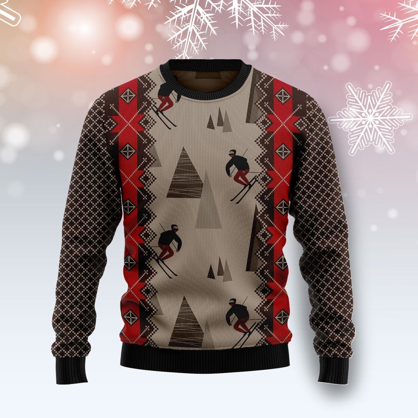 Skiing Beauty Ugly Christmas Sweater For Men & Women Christmas Gift Sweater US1902 - WeCustomit