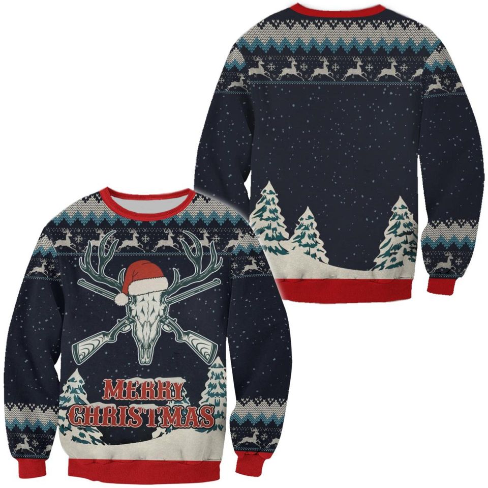 Deer Hunting Ugly Christmas Sweater For Men & Women Christmas Gift Sweater BH573 - WeCustomit