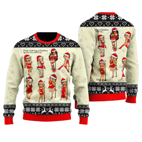 Nine Sweet Santa Ladies Dancing Ugly Christmas Sweater For Men & Women Christmas Gift Sweater US1223 - WeCustomit