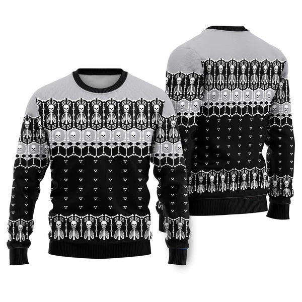 Black And White Skeleton Ugly Christmas Sweater For Men & Women Christmas Gift Sweater US2363 - WeCustomit
