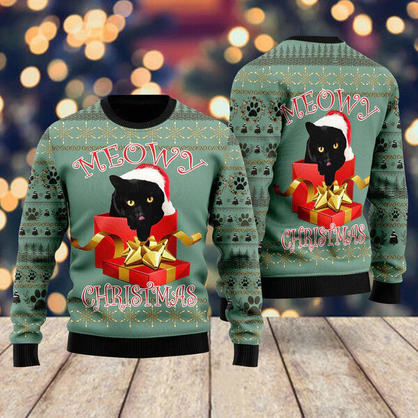 Black Cat Gift Ugly Christmas Sweater For Men & Women Christmas Gift Sweater US1658 - WeCustomit