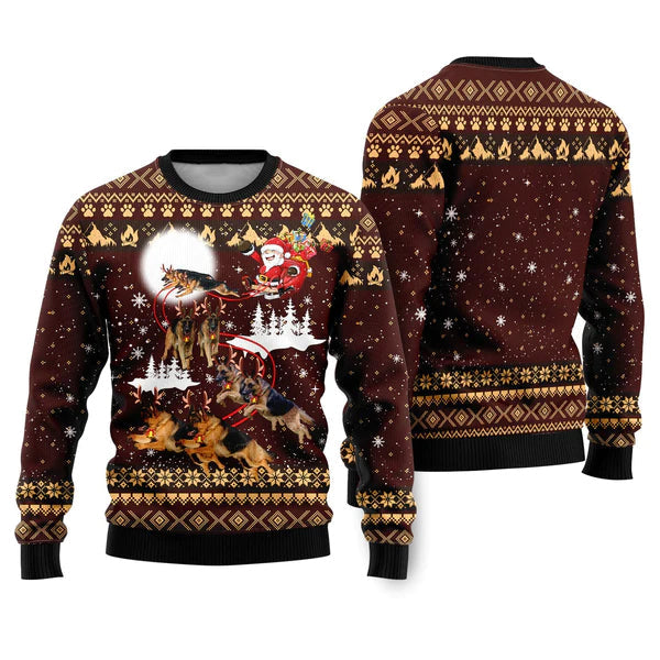 German Shepherd Dog Reindeers Car Ugly Christmas Sweater For Men & Women Christmas Gift Sweater US2251 - WeCustomit