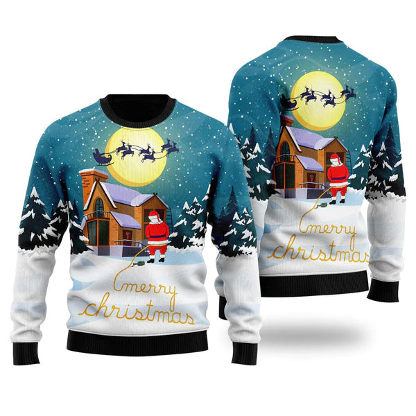 Santa Peeing Ugly Christmas Sweater For Men & Women Christmas Gift Sweater US1825 - WeCustomit