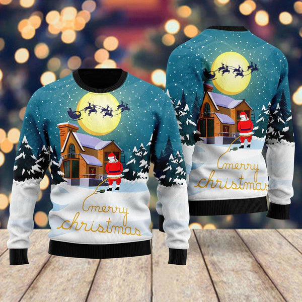Santa Peeing Ugly Christmas Sweater For Men & Women Christmas Gift Sweater US1825 - WeCustomit