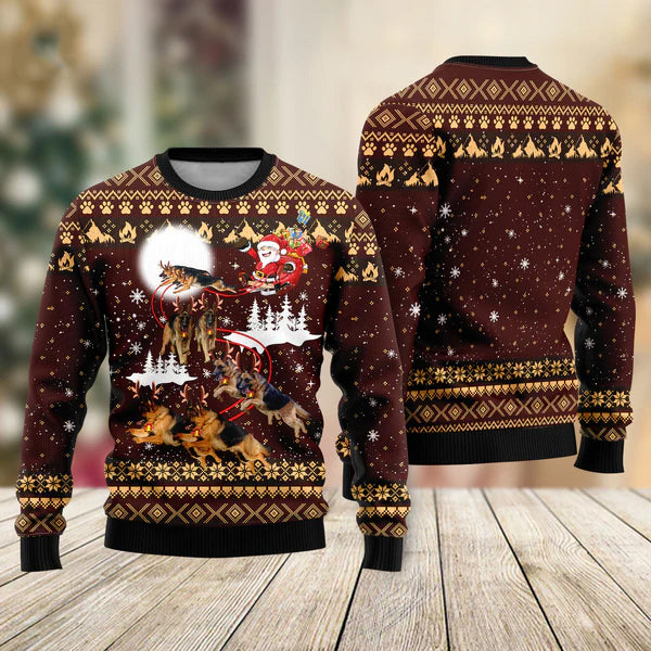 German Shepherd Dog Reindeers Car Ugly Christmas Sweater For Men & Women Christmas Gift Sweater US2251 - WeCustomit