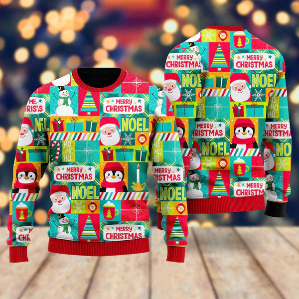 Santa And Penguin Merry Christmas Ugly Christmas Sweater For Men & Women Christmas Gift Sweater US1116 - WeCustomit
