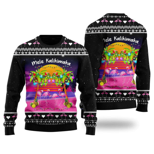 Flamingo Sunset Ugly Christmas Sweater For Men & Women Christmas Gift Sweater US1663 - WeCustomit