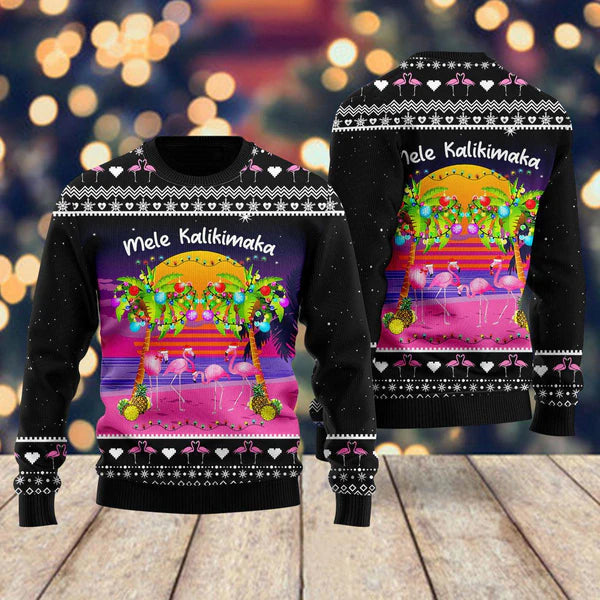 Flamingo Sunset Ugly Christmas Sweater For Men & Women Christmas Gift Sweater US1663 - WeCustomit