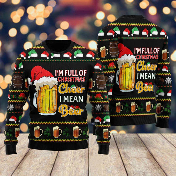 Christmas Cheer Beer Ugly Christmas Sweater For Men & Women Christmas Gift Sweater US1119 - WeCustomit