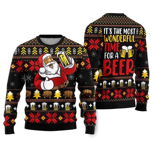 Its The Most Wonderful Time For A Beer Ugly Christmas Sweater For Men & Women Christmas Gift Sweater US2258 - WeCustomit