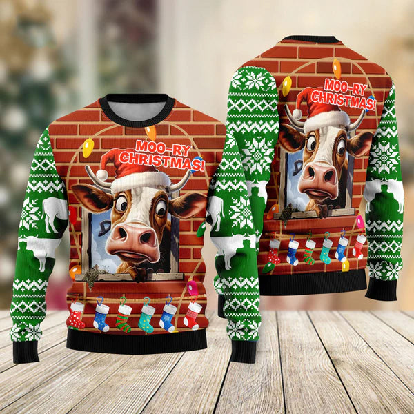 Christmas Funny Cow Ugly Christmas Sweater For Men & Women Christmas Gift Sweater US2292 - WeCustomit