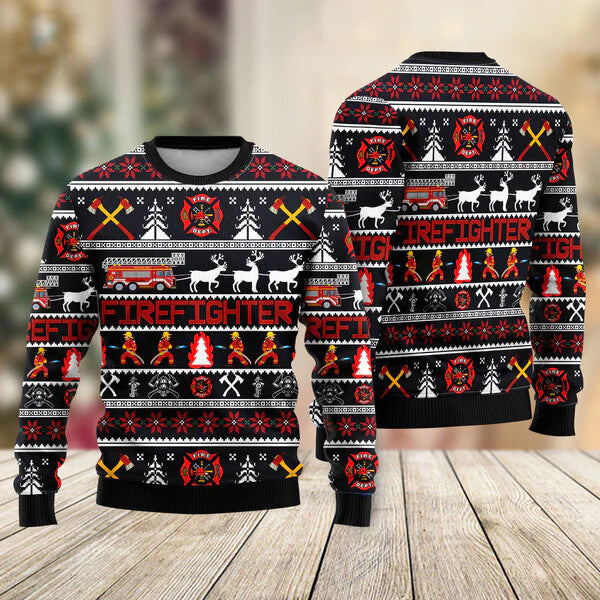 Firefighter Ugly Christmas Sweater For Men & Women Christmas Gift Sweater US1676 - WeCustomit