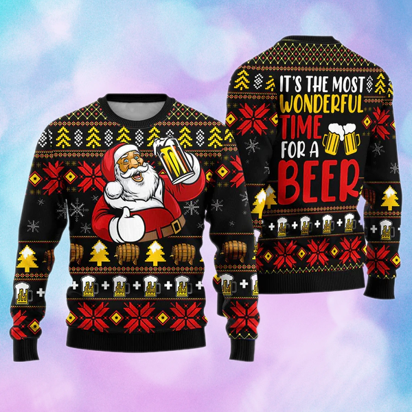 Its The Most Wonderful Time For A Beer Ugly Christmas Sweater For Men & Women Christmas Gift Sweater US2258 - WeCustomit