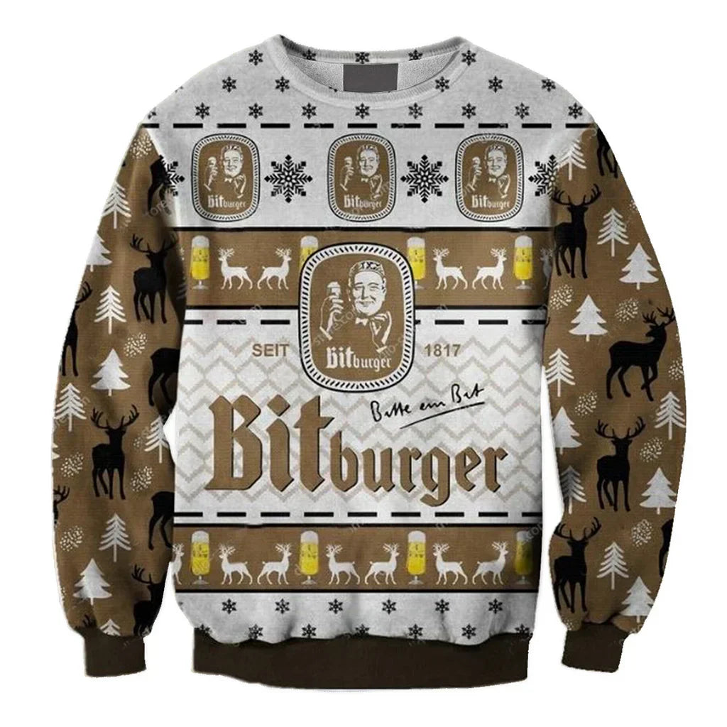Unisex Bitburger Beer 3D Ugly Christmas Sweater For Men & Women Christmas Gift Sweater BH1072 - WeCustomit