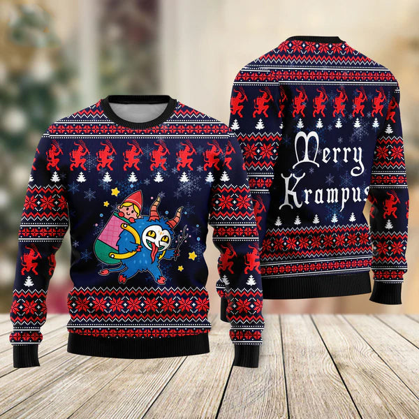 Merry Krampus Ugly Christmas Sweater For Men & Women Christmas Gift Sweater US1833 - WeCustomit