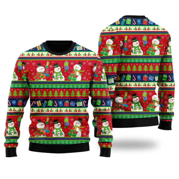 Christmas Snowman With Gifts Ugly Christmas Sweater For Men & Women Christmas Gift Sweater US1129 - WeCustomit