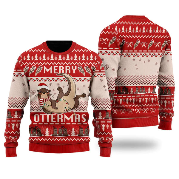 Merry Ottermas Ugly Christmas Sweater For Men & Women Christmas Gift Sweater US1958 - WeCustomit