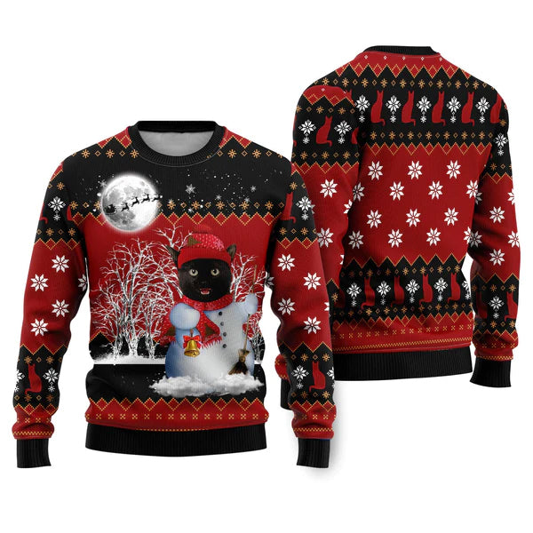 Snowman Cat Ugly Christmas Sweater For Men & Women Christmas Gift Sweater US1840 - WeCustomit