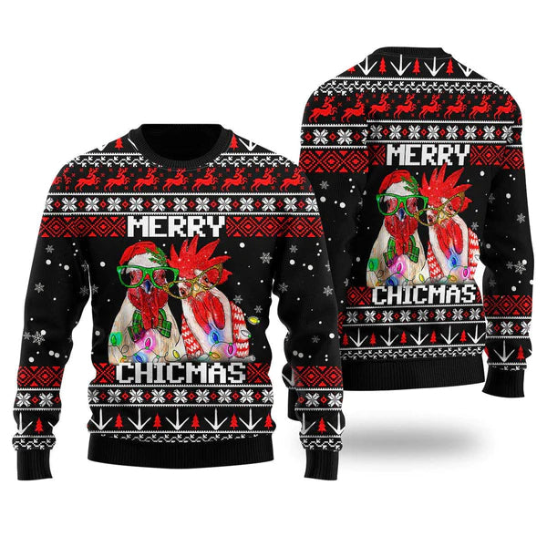 Merry Chickmas Ugly Christmas Sweater For Men & Women Christmas Gift Sweater US1841 - WeCustomit