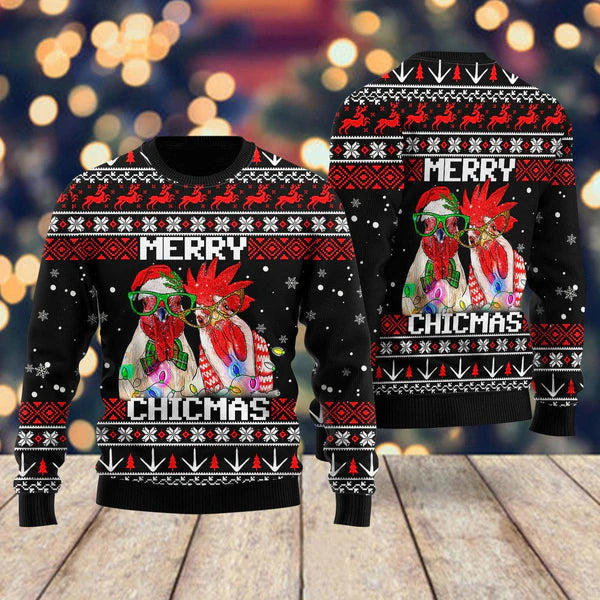 Merry Chickmas Ugly Christmas Sweater For Men & Women Christmas Gift Sweater US1841 - WeCustomit