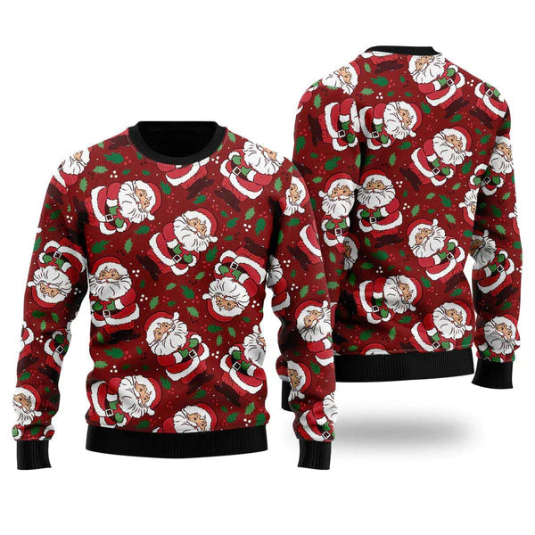 Vintage Santa Claus Pattern Ugly Christmas Sweater For Men & Women Christmas Gift Sweater US2270 - WeCustomit