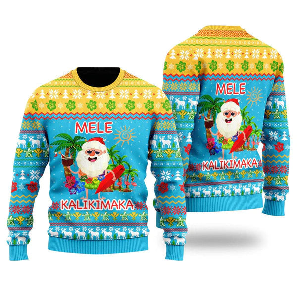 Hawaiian Santa Claus Ugly Christmas Sweater For Men & Women Christmas Gift Sweater US2272 - WeCustomit
