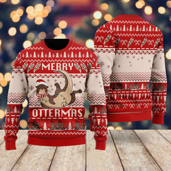 Merry Ottermas Ugly Christmas Sweater For Men & Women Christmas Gift Sweater US1958 - WeCustomit