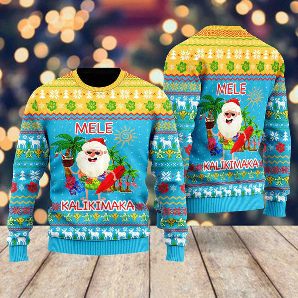 Hawaiian Santa Claus Ugly Christmas Sweater For Men & Women Christmas Gift Sweater US2272 - WeCustomit