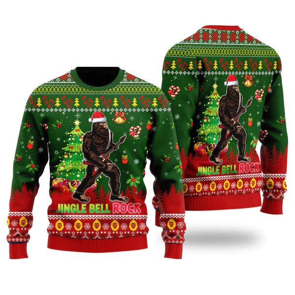 Jingle Bell Rock Bigfoot Playing Guitar Ugly Christmas Sweater For Men & Women Christmas Gift Sweater US2273 - WeCustomit