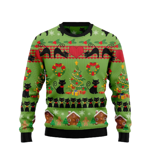 Love Black Cat Ugly Christmas Sweater For Men & Women Christmas Gift Sweater US1206 - WeCustomit