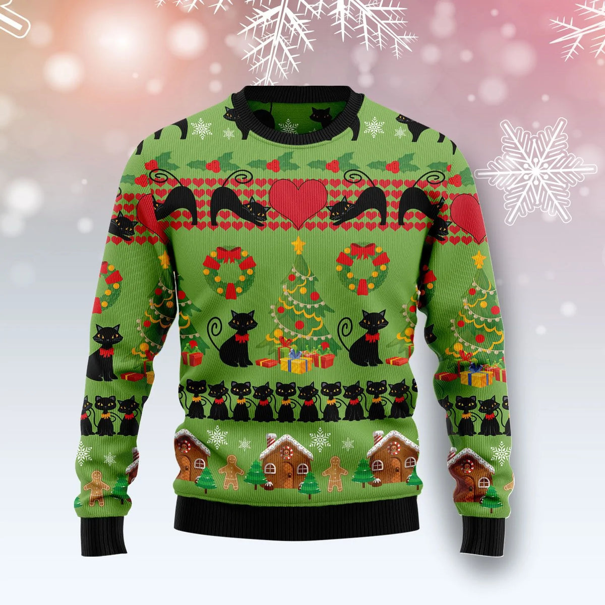 Love Black Cat Ugly Christmas Sweater For Men & Women Christmas Gift Sweater US1206 - WeCustomit