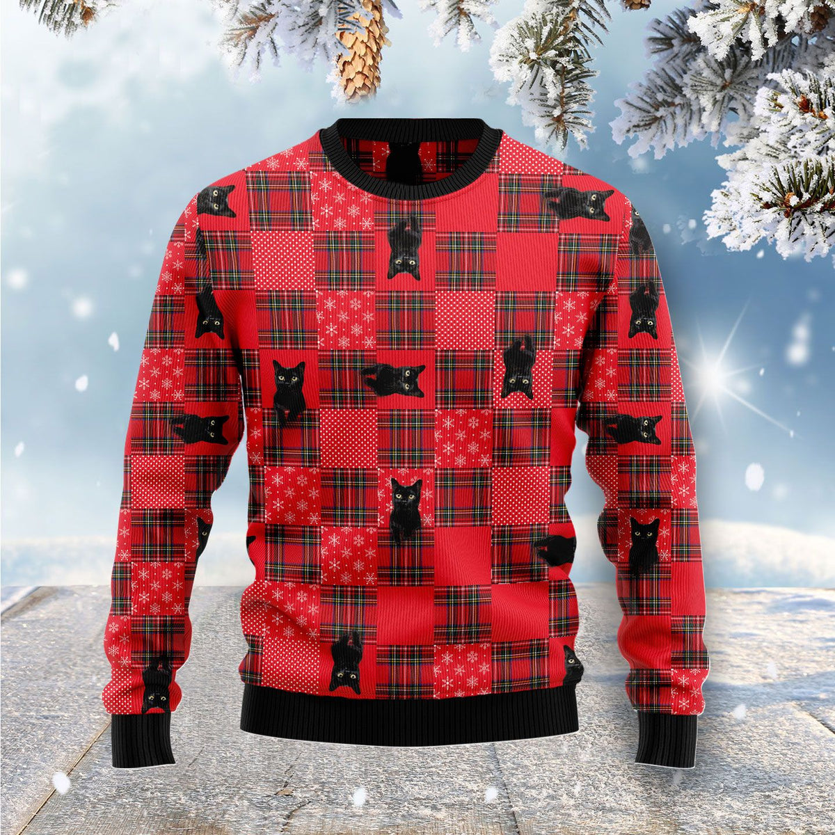 Lovely Black Cat Ugly Christmas Sweater For Men & Women Christmas Gift Sweater US1201 - WeCustomit
