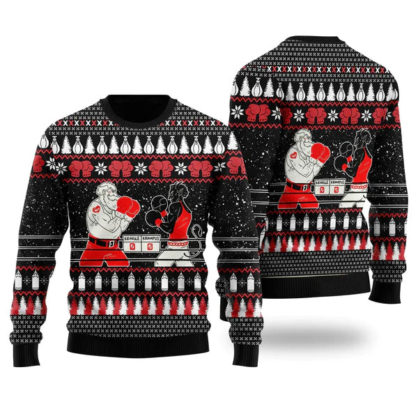 Boxing Santa And Krampus Ugly Christmas Sweater For Men & Women Christmas Gift Sweater US1757 - WeCustomit