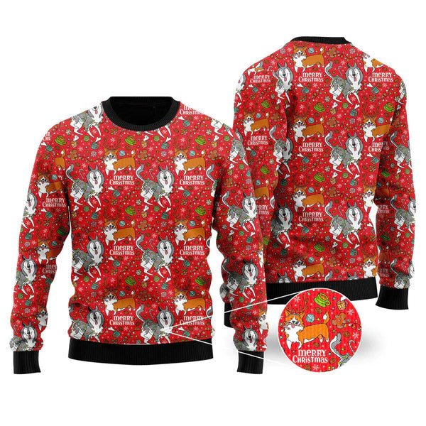 This Is My Husky Corgi Ugly Christmas Sweater For Men & Women Christmas Gift Sweater US2047 - WeCustomit