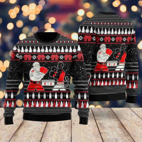 Boxing Santa And Krampus Ugly Christmas Sweater For Men & Women Christmas Gift Sweater US1757 - WeCustomit
