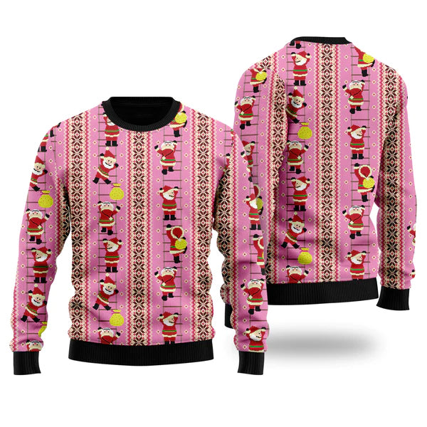 Santa Claus Climbing Pattern Ugly Christmas Sweater For Men & Women Christmas Gift Sweater US2052 - WeCustomit